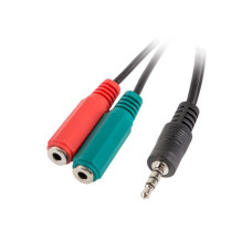 LANBERG adaptér Minijack 3.5mm (M) 4pin na 2x Minijack 3.5mm (F) 3pin kabel 20cm, černý