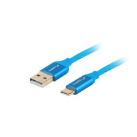 LANBERG USB-C (M) na USB-A (M) 2.0 kabel 1,8m, modrý, rychlé nabíjení 3.0