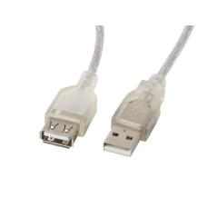 LANBERG USB-A M / F 2.0 kabel 1,8m, transparentní