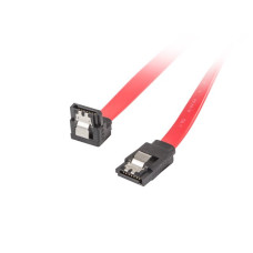 LANBERG SATA III datový kabel (6GB/S) F / F 50cm úhlový / rovný, kovová západka, červený
