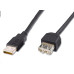 PremiumCord USB 2.0 kabel prodlužovací, A-A, 3m, černý