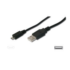 Digitus USB 2.0 kabel USB A samec na USB micro B samec, 2x stíněný, Měď, 1,8m