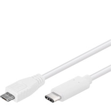 PremiumCord USB-C/male - USB 2.0 Micro-B/Male, bílý, 1m