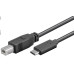 PremiumCord USB-C/male - USB 2.0 B/male, černý,1m