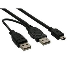 PremiumCord USB 2.0 napájecí Y kabel A/M + A/M -- A/M mini 0.4m + 0.5m