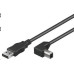 PremiumCord Kabel USB 2.0, A-B, 3m se zahnutým USB-B konektorem 90°