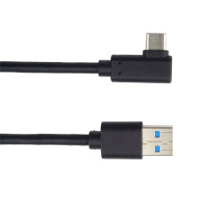 PremiumCord Kabel USB typ C/M zahnutý konektor 90° - USB 3.0 A/M, 2m