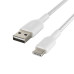 BELKIN kabel oplétaný USB-C - USB-A, 2m, bílý