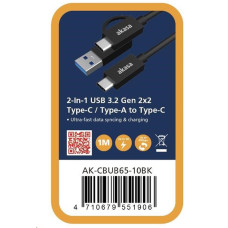 AKASA - 2v1 USB 3.2 Gen 2 Type-C/A na Type-C, 1m