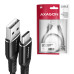 AXAGON BUCM-AM20AB, HQ kabel USB-C <-> USB-A, 2m, USB 2.0, 3A, ALU, oplet, černý