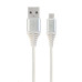 Kabel CABLEXPERT USB 2.0 AM na MicroUSB (AM/BM), 1m, opletený, bílo-stříbrný, blister, PREMIUM QUALITY