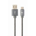 Kabel CABLEXPERT USB 2.0 AM na Type-C kabel (AM/CM), 1m, metalická spirála, šedý, blister, PREMIUM QUALITY