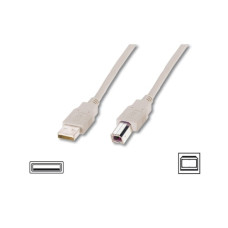 Digitus USB kabel A/samec na B-samec, 2x stíněný, béžový, 3m