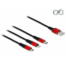 Delock Nabíjecí kabel USB 3 v 1 pro Lightning™ / Micro USB / USB Type-C™, 30 cm