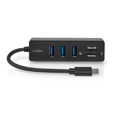 NEDIS USB hub/ zástrčka USB-C zástrčka/ 3x zásuvka USB-A/ 5 Portů/ USB 3.2 Gen 1/ napájení z USB/ 5 Gbps/ SD & MicroSD/