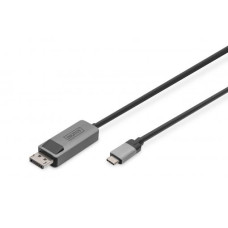 DIGITUS 8K@30Hz. USB type C na DP, Adaptérový kabel HBR3, hliníkové pouzdro, černá 2m