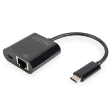 DIGITUS Gigabitový ethernetový adaptér USB typu C + PD s funkcí napájení