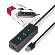 AXAGON HUE-S2BL, 4x USB3.0 CHARGING hub 1.2m kabel, micro USB nap. konektor