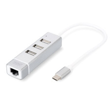 DIGITUS USB 2.0 3-Port Hub & Rychlý Ethernet LAN Adaptér s konektorem typu C