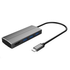 PremiumCord Adaptér USB 3.1 Type-C male na HDMI female + 3x USB 3.0, aluminum