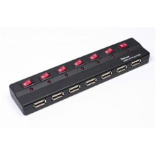 PremiumCord USB 2.0 HUB 7-portový s ext. napájením a vypínači portů