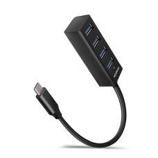 AXAGON HUE-M1C, 4x USB 3.2 Gen 1 MINI hub, kovový, kabel USB-C 20cm