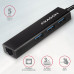 AXAGON HMC-GL3A, USB 3.2 Gen 1 hub, porty 3x USB-A + Gigabit Ethernet, kovový, kabel USB-C 20cm