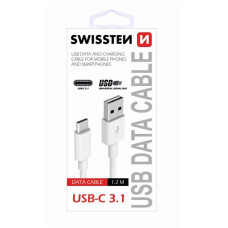 SWISSTEN DATA CABLE USB / USB-C 3.1 1,5M WHITE (9mm)
