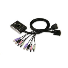 ATEN přepínač KVM 2-port DVI KVMP USB2.0, mini, audio, 1.2m kabely