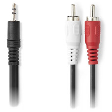 NEDIS redukční stereo audio kabel s jackem/ zástrčka 3,5 mm - 2x zástrčka RCA/ černý/ 1,5m