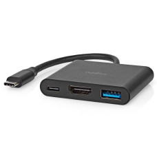 NEDIS USB 3.2 Gen 1 adaptér/ USB-C zástrčka - USB-A zásuvka - USB-C zásuvka/ výstup HDMI/ černý/ box/ 10 cm