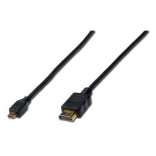 Digitus HDMI/D na HDMI/A připojovací kabel 1m, pozlacené kontakty