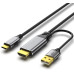 PremiumCord HDMI2.0 na USB-C kabel pro monitory s USB-C konektorem, 4K@60Hz,1080p Aluminium 2m