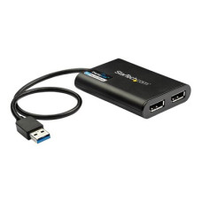 StarTech.com USB 3.0 to Dual DisplayPort Adapter 4K 60Hz, DisplayLink Certified, Video Converter with External Graphics Card