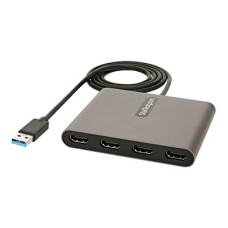 StarTech.com USB 3.0 to 4 HDMI Adapter, External Video & Graphics Card, USB Type-A to Quad HDMI Monitor Display Adapter Dongle, 1080p 60Hz, USB 3.0 to HDMI Adapter/Video Converter, Windows
