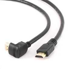 GEMBIRD Kabel HDMI-HDMI M/M 3m, 1.4, M/M stíněný, zlacené kontakty, 90° lomený, černý