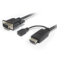 PremiumCord kabelový převodník HDMI na VGA s napájecím micro USB konektorem - černý