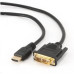 Kabel HDMI-DVI 0,5m,M/M stín., zlacené konekt. 1.3