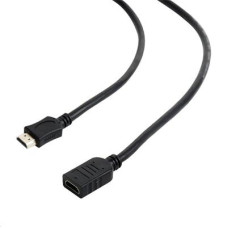 Kabel CABLEXPERT HDMI-HDMI 1,8m, 1.4, M/F stíněný, zlacené kontakty, prodlužovací, černý