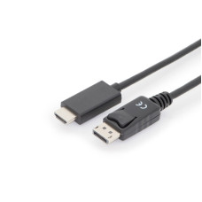 Digitus kabelový adaptér DisplayPort, DP - HDMI typu A, M / M, 1,0 m, s blokováním, DP 1.2_HDMI 2.0, 4K / 60Hz, CE, bl