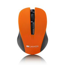 CANYON myš optická bezdrátová CMSW1, nastavitelné rozlišení 800/1000/1200 dpi, 4 tl, USB nano reciever, oranžová