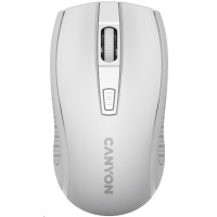CANYON myš optická bezdrátová MW-7, nastavitelné rozlišení 800/1200/1600 dpi, 4 tl, USB dongle, 1xAA, bílá