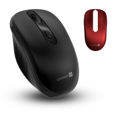 CONNECT IT LONG LIFE bezdrátová optická tichá myš, (+ 2x AA baterie zdarma),čer.kryt vyměnitelný, ČERNÁ