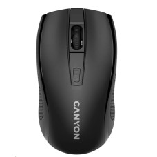 CANYON myš optická bezdrátová MW-7, nastavitelné rozlišení 800/1200/1600 dpi, 4 tl, USB dongle, 1xAA, černá