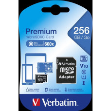 VERBATIM MicroSDXC karta 256GB Premium, U1 + adaptér