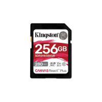 Kingston paměťová karta 256GB Canvas React Plus SDXC UHS-II 280R/150W U3 V60 for Full HD/4K
