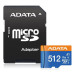 ADATA MicroSDXC karta 512GB Premier UHS-I C10 V10 (R:100/W:25 MB/s) + SD adaptér