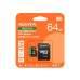 ADATA MicroSDXC karta 64GB Speed Plus, U3, C10, A2, V30 (R:160/W:140 MB/s) + SD adaptér