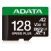 ADATA MicroSDXC karta 128GB Speed Plus, U3, C10, A2, V30 (R:180/W:160 MB/s) + SD adaptér