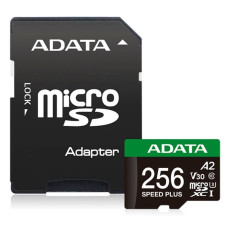 ADATA MicroSDXC karta 256GB Speed Plus, U3, C10, A2, V30 (R:180/W:160 MB/s) + SD adaptér